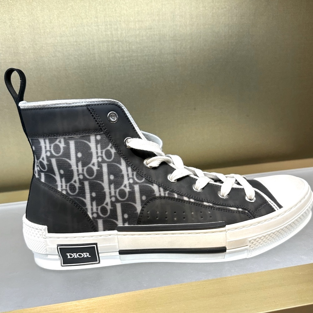 🚨 CHRISTIAN DIOR HIGH TOP SNEAKERS Black and White Dior Oblique Canvas 🚨👟 - Picture 2 of 11